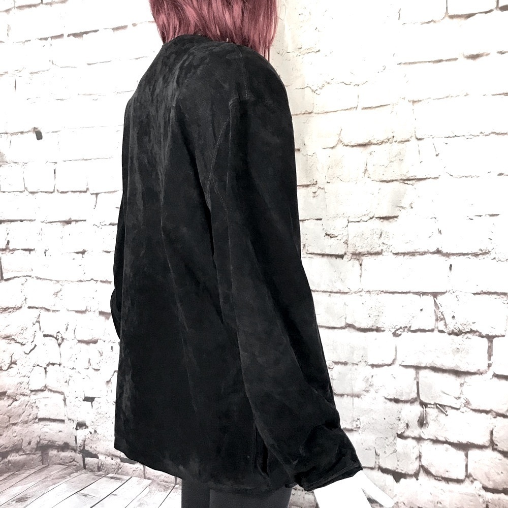 J. FOSS 80’s Vintage Black Suede jacket Size Small - Picture 3 of 16